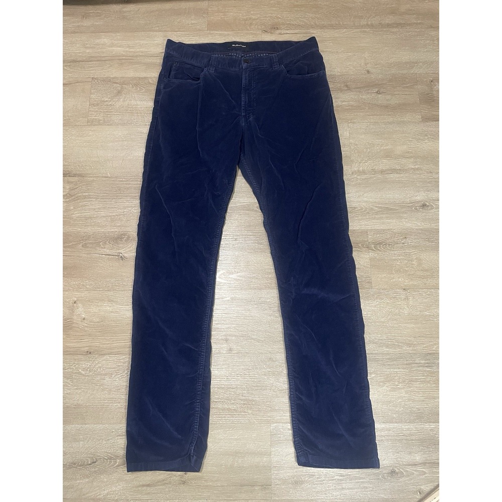 Vintage 2000s Y2K Navy Blue Mens Sz 36 Cotton Blend Bugatchi Corduroy Pants
